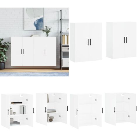 Armarios de pared 2 unidades blanco 69,5x34x90 cm - Armario blanco - Armario de madera