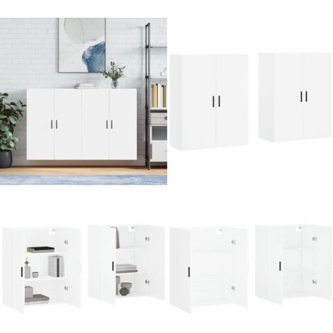 Armarios de pared 2 unidades blanco 69,5x34x90 cm - Armario blanco - Armario de madera