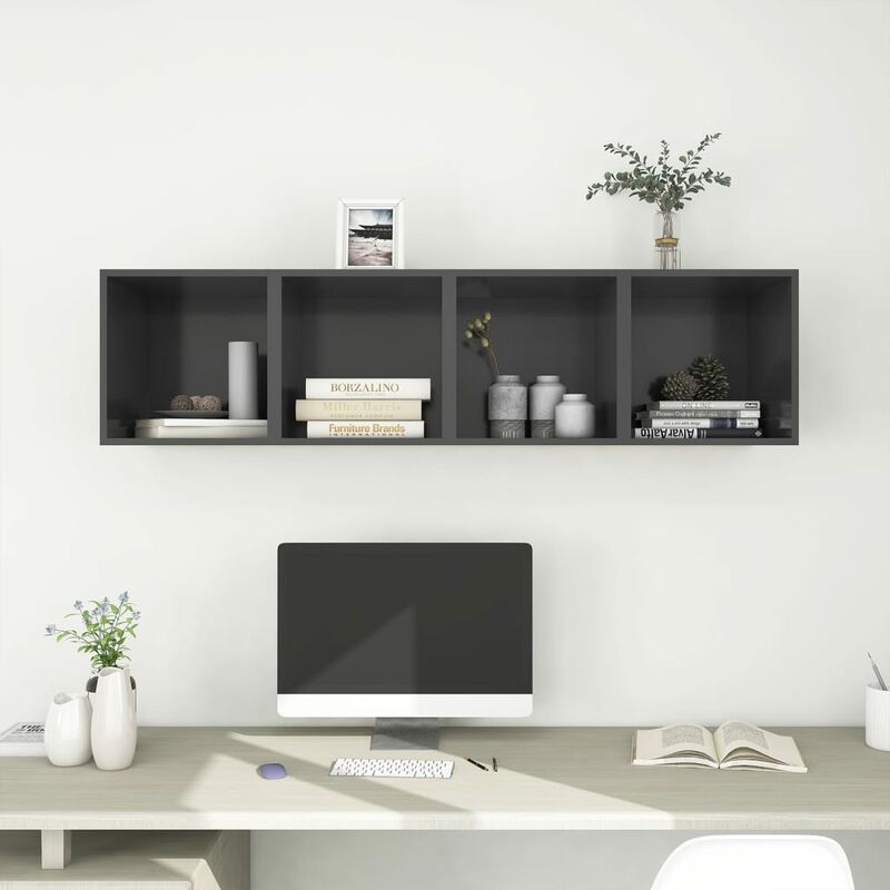 

Armarios de pared 4 uds gris aglomerado 37x37x37 cm