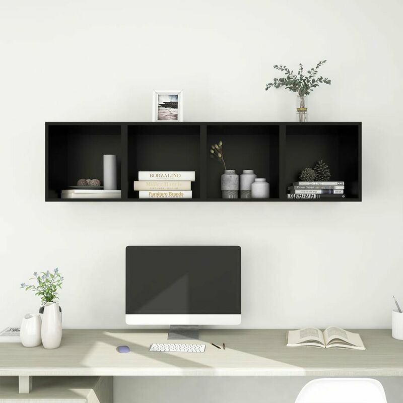 

Armarios de pared 4 uds negro aglomerado 37x37x37 cm