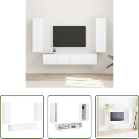 Armarios de pared -  Conjunto de mueble de TV 4 pcs brillante Madera de ingeniería
