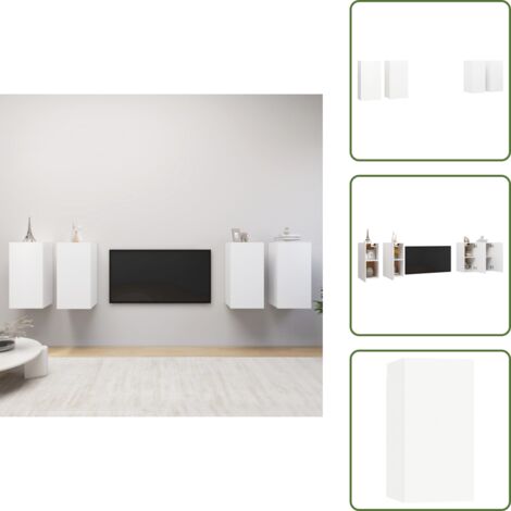 Armarios de pared - vidaXL Muebles de salón 4 uds madera ingeniería blanco 30,5x30x60 cm - Muebles de madera