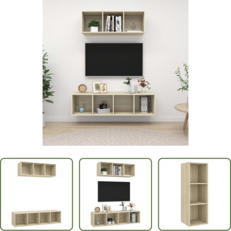 Armarios de TV -  Juego de muebles de salón 2 pzas madera ingeniería roble Sonoma