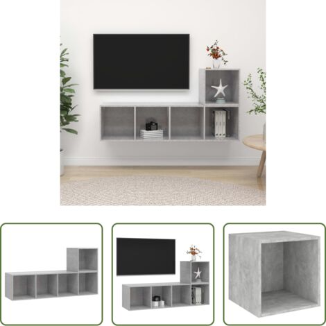 Armarios de TV -  Set de muebles de salón 2 pzas madera ingeniería gris hormigón