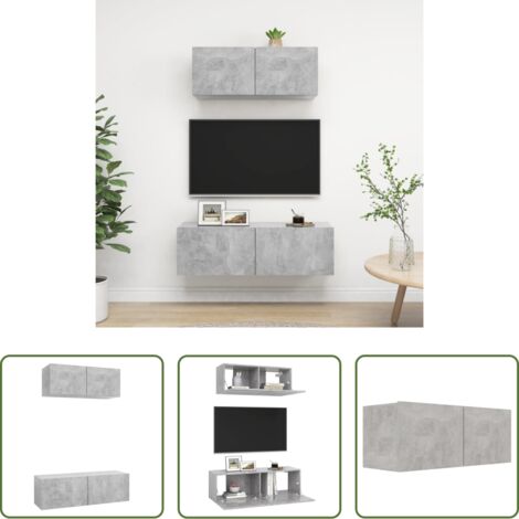 Armarios de TV -  Set de muebles de salón 2 pzas madera ingeniería gris hormigón