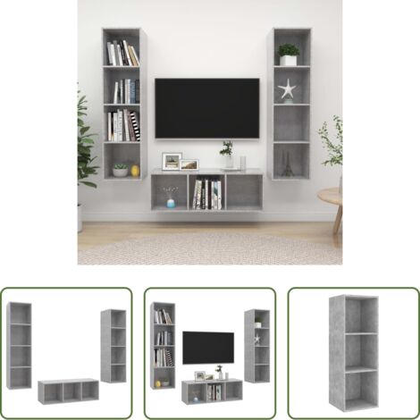 Armarios de TV -  Set de muebles de salón 3 pzas madera ingeniería gris hormigón