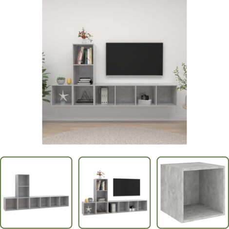 Armarios de TV -  Set de muebles de salón 3 pzas madera ingeniería gris hormigón