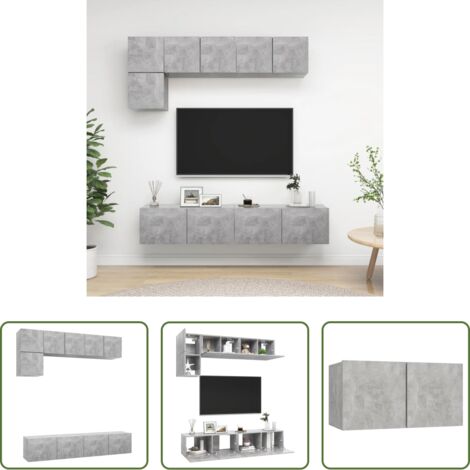 Armarios de TV -  Set de muebles de salón 5 pzas madera ingeniería gris hormigón