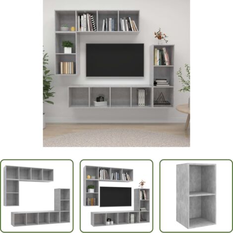 Armarios de TV -  Set de muebles de TV 4 pzas madera contrachapada gris hormigón