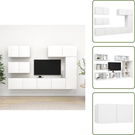 Armarios de TV - vidaXL Set de muebles de salón TV 6 piezas madera de ingeniería blanco - Muebles de madera