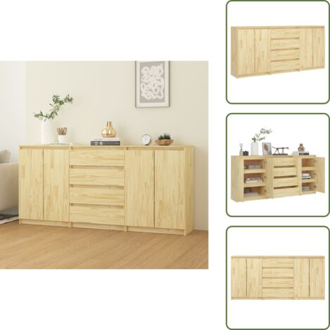 Armarios decorativos - vidaXL Armarios auxiliares 3 unidades madera maciza de pino - Armarios de almacenamiento