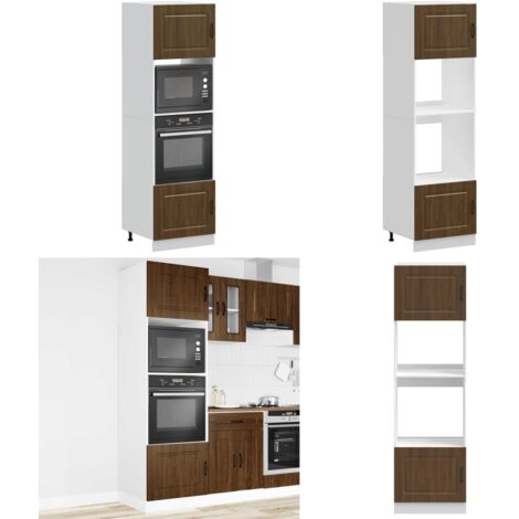 Armarios para horno (2 unidades) "Kalmar" de madera de ingeniería de roble marrón - Armarios de horno - Armarios de cocina