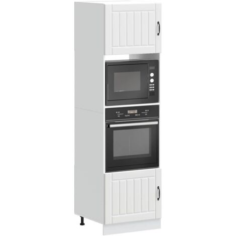 Armarios para horno 2 unidades "Lucca" de madera de ingeniería blanca