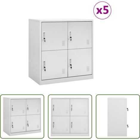 Armarios para oficina -  Armarios taquilla 5 uds de acero gris claro 90x45x92,5 cm
