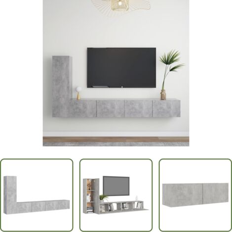 Armarios para TV -  Set muebles de salón TV 3 pzas madera ingeniería gris hormigón