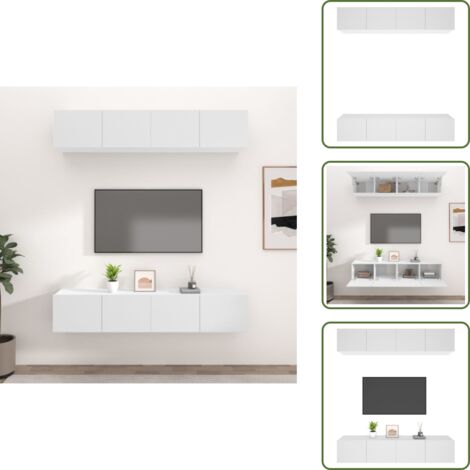 Armarios para TV - vidaXL Muebles para TV 4 uds madera contrachapada blanco 80x30x30 cm - Muebles decorativos