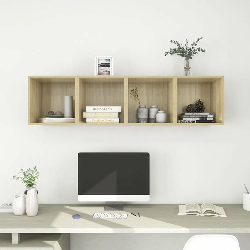 

Armarios pared 4 uds aglomerado color roble Sonoma 37x37x37 cm