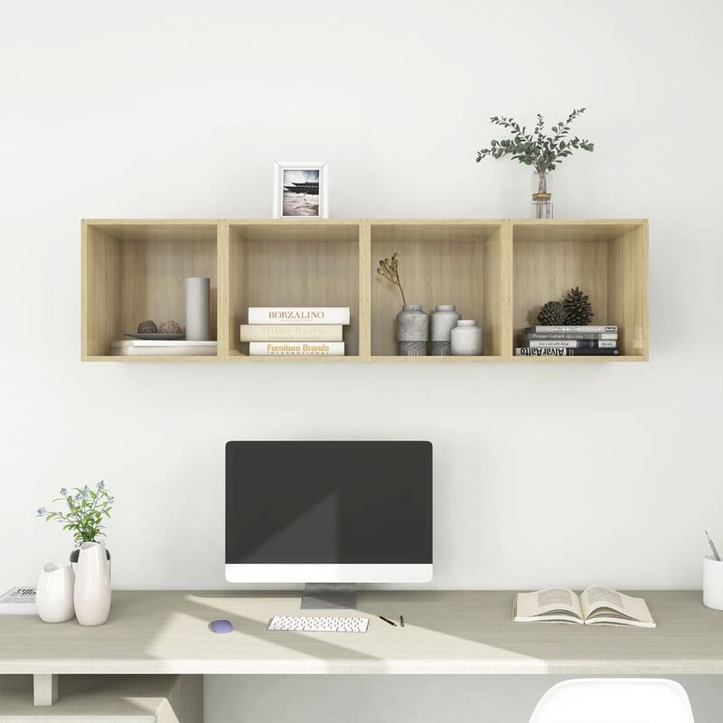 

Armarios pared 4 uds aglomerado color roble Sonoma 37x37x37 cm