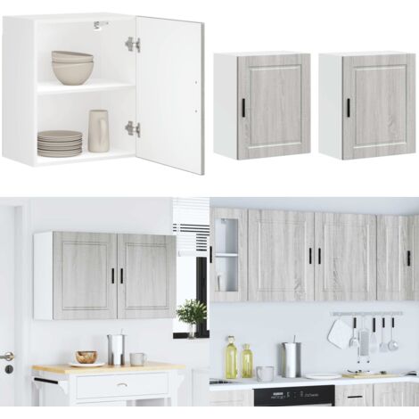 Armarios pared para cocina 2 uds Porto gris sonoma - Armario de pared - Almacenamiento en cocina