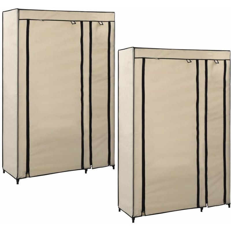

Armarios plegables 2 unidades de tela color crema 110x45x175 cm