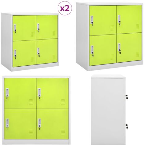 Armarios taquilla 2 uds de acero gris y verde 90x45x92,5 cm - Armarios para oficina - Armarios para escuela