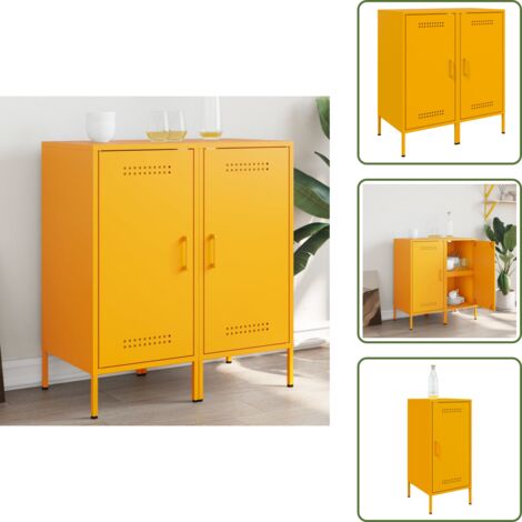 Armarios - vidaXL Aparadores 2 unidades acero amarillo mostaza 36x39x79 cm - Aparadores metálicos