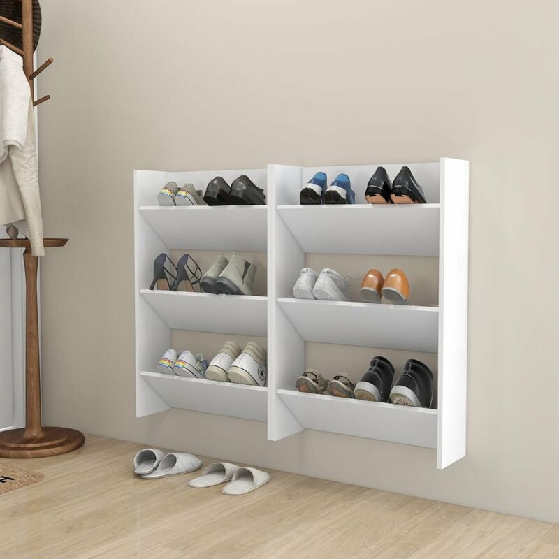 

Armarios zapateros de pared 2 uds blanco aglomerado 60x18x90cm