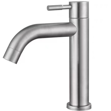 Armatur, gebürsteter Edelstahl, Einzel-Kaltwasserhahn, Waschtischarmatur, Wasserart: Schlüsselarmatur, Badezimmerzubehör für Küche und Bad (Einzelzylinder-Kaltwasserhahn)