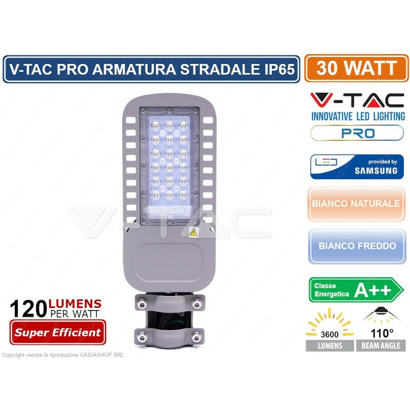 Image of Pro VT-34ST lampada stradale led 30W lampione smd chip samsung - sku 21956 / 21957 IP65 - Colore Luce: Bianco Freddo - V-tac