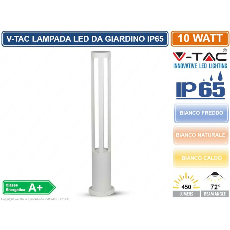 V-tac - VT-820 lampada led da giardino con fissaggio a terra 10W colore bianco IP65 - sku 8325 / 8326 / 8327 da esterno IP65 - Colore Luce: Bianco