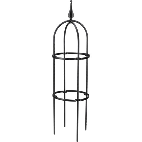 Armature pour Tomates et Plantes Grimpeantes Kit de Support avec Tiges en Acier Inoxydable et Structure Conique (Φ20x60cm, Noir ou Blanc, 1 Kit)