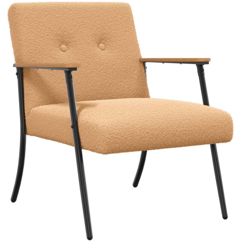 Armchair Beige Curly Wool-like Fabric Vidaxl