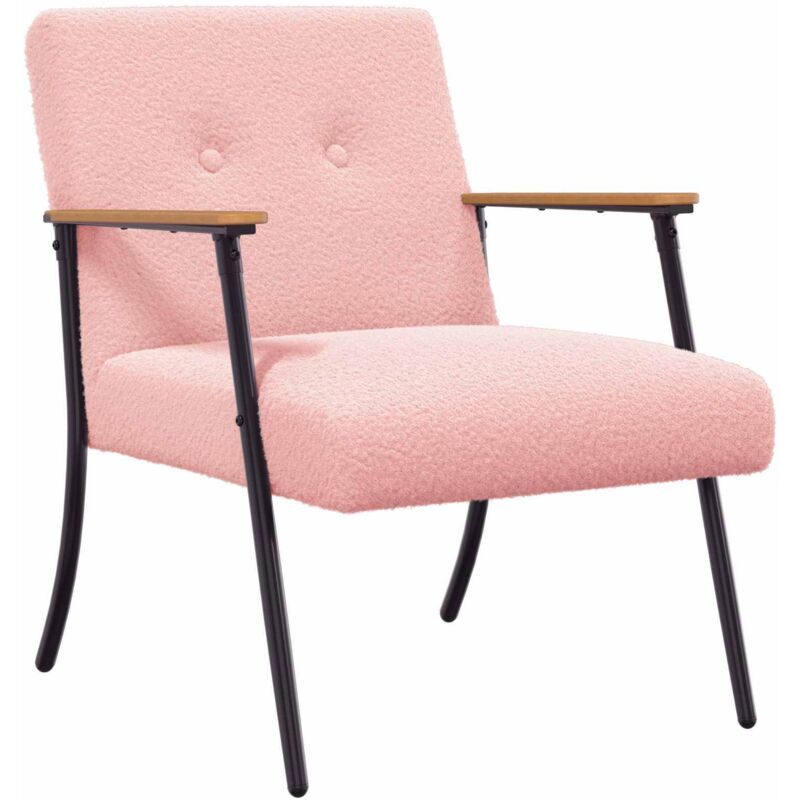 Armchair Pink Curly Wool-like Fabric Vidaxl