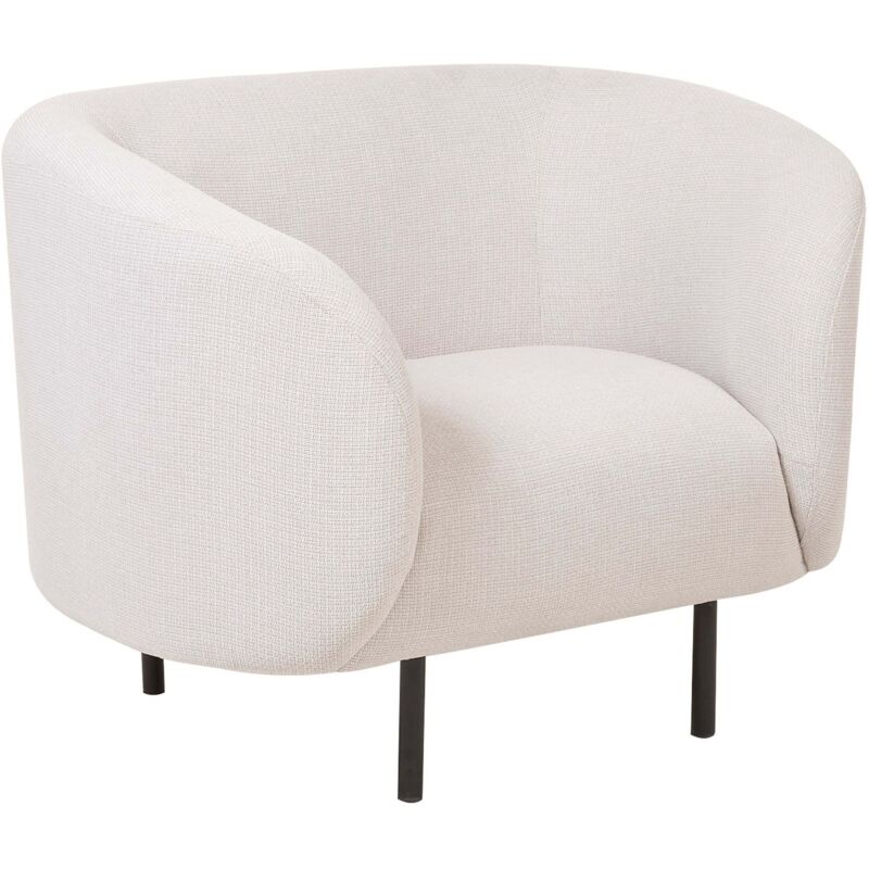 Beliani - Armchair Curved Glam Art Deco Fabric Polyester Beige And Black Loen