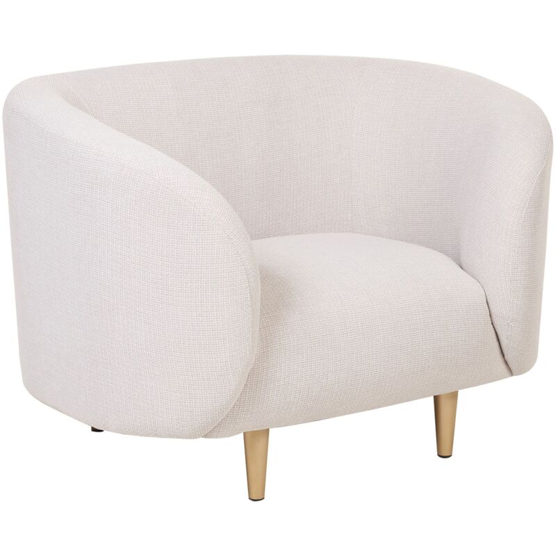 Beliani - Armchair Curved Glam Art Deco Fabric Polyester Beige And Gold Loen