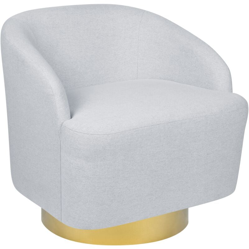 Armchair Curved Glam Art Deco Gold Base Swivel 360° Light Grey Fabric Lavik