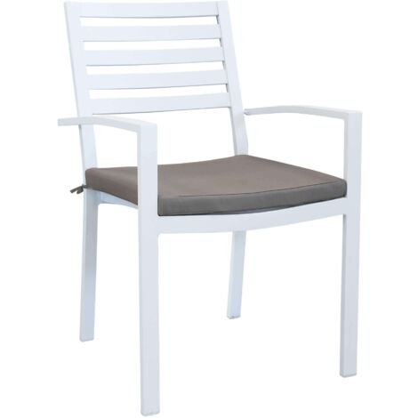 Armchair extérieur jardin avec structure en aluminium ambique et coussin de Dallas White