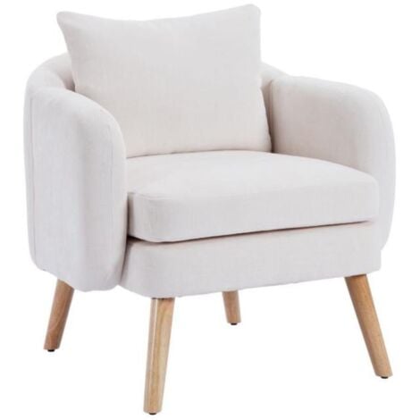 Armchair in Chenille Upholstered Accent Chair Thick Padded Comfortable Occasional Chair for Bedroom Living Room, Beige, Wahson