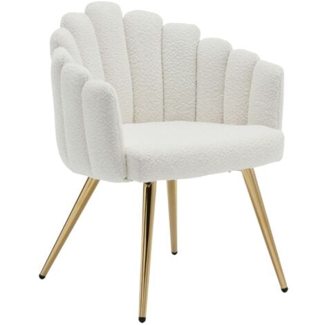 WAHSON OFFICE CHAIRS Armchair in Faux Fur Upholstered Occasional Chair with Designed Backrest Modern Comfty Accent Chair for Bedroom Living Room, White, Wahson
