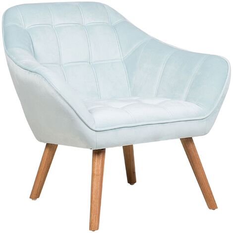 main image of "Armchair Light Blue Modern Glam Velvet Tufted Padded Seat Karis"