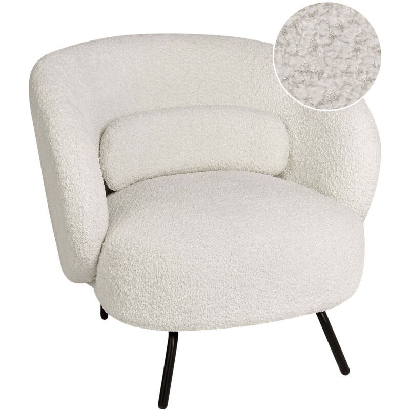 Beliani Armchair Makela Boucle Off-white