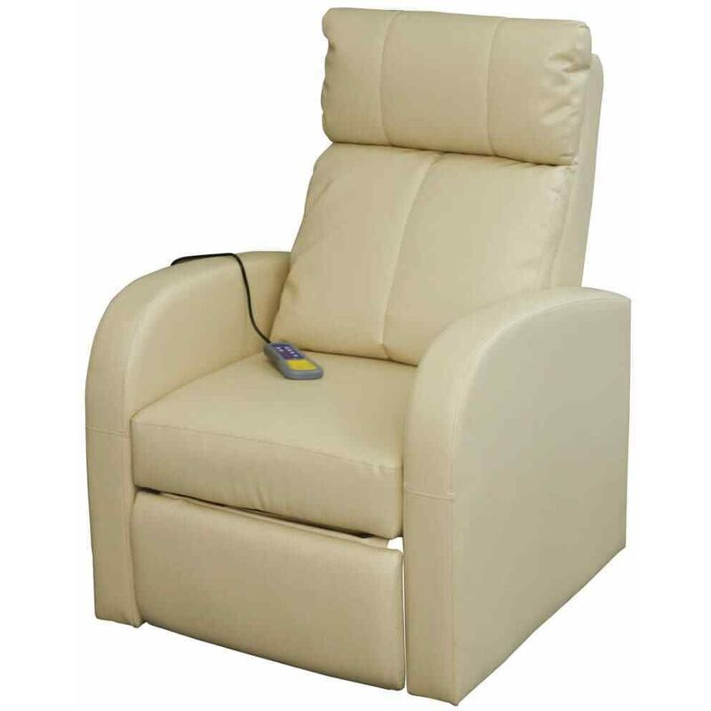 Nova - Armchair relaxant Reclinible rembourré dans la crème - Color Fauteuil de massage Crème Similicuir