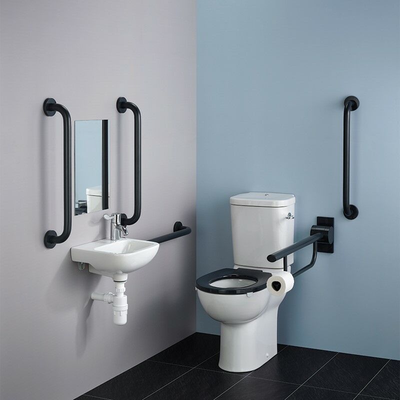 Contour 21+ Doc m Pack with Close Coupled Toilet and Charcoal Rail - Left Handed - Armitage Shanks