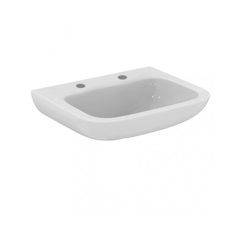 Portman 21 Wall Hung Basin No Overflow 600mm Wide - 2 Tap Hole - Armitage Shanks
