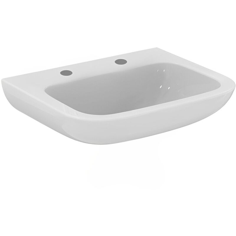 Portman 21 Wall Hung Basin with Overflow 600mm Wide - 2 Tap Hole - Armitage Shanks