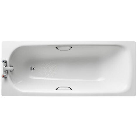 Armitage Shanks Sandringham 21 Anti-Slip Steel Bath with Handgrips 1700mm x 700mm 2 Tap Hole (inc Leg Set)