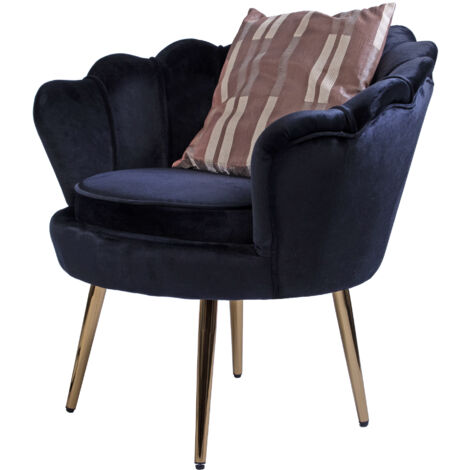 Armlehnsessel Polstersessel Samt Schwarz Retro-Look BIG CHAIR