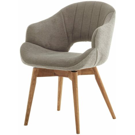 MASSIVART® Armlehnstuhl Microfaser braun - Wildeiche geölt - ROATAN - Die Möbelfundgrube