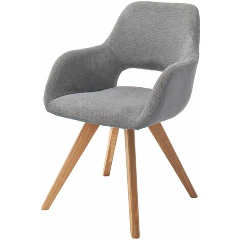 MASSIVART® Armlehnstuhl steingrau Microfaser Drehstuhl - ASELLA - Die Möbelfundgrube