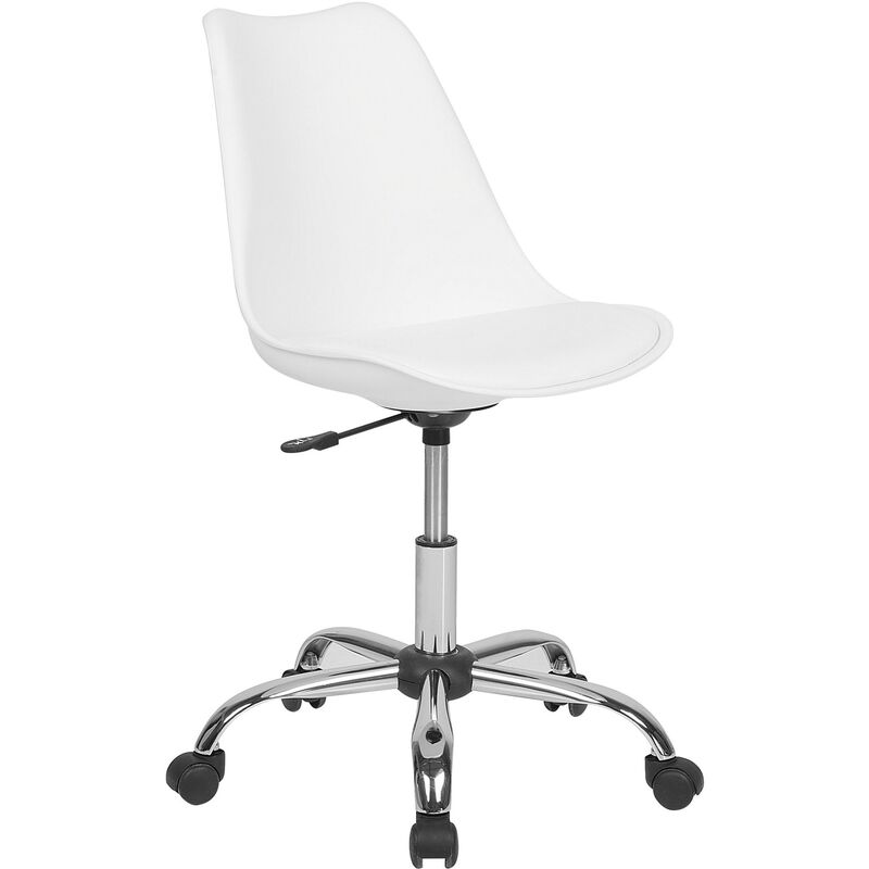 Swivel Chair Padded Seat Height Adjustable Desk Chair Leather White Dakota ii - White